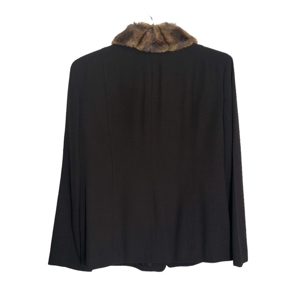 Rena Rowan 3-Piece Suit Jacket Skirt Faux Fur Removable Collar Brown - Picture 2 of 16